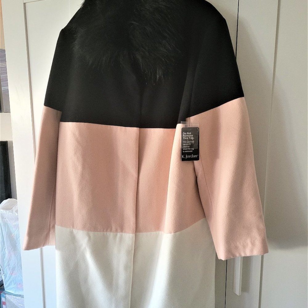 K Jordan Women's Colorblock Wool-Blend Coat 1XL